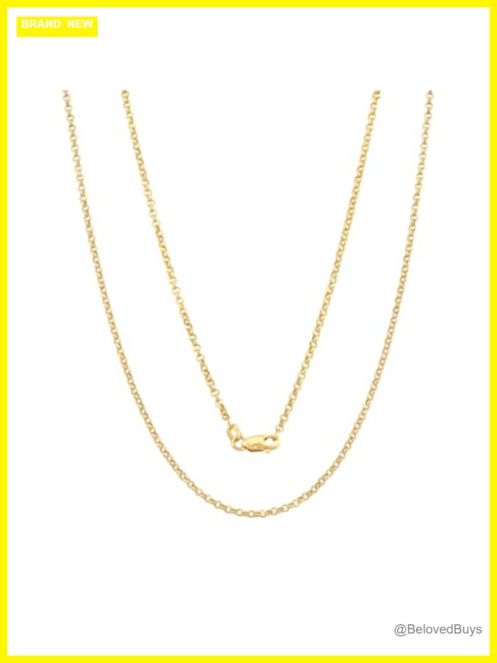 14K Real Yellow Gold Rolo Chain Necklace 1.5mm Dainty Lobster Clasp 18in